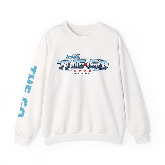 Crewneck Sweatshirt — "On The Go Podcast" Retro Logo (Chicago Flag Accent)