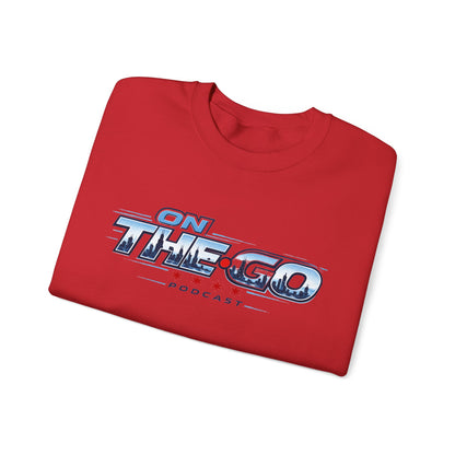 Crewneck Sweatshirt — "On The Go Podcast" Retro Logo (Chicago Flag Accent)