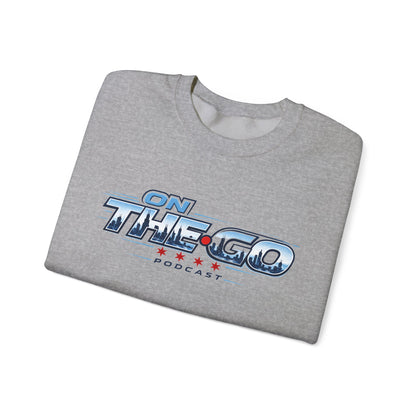 Crewneck Sweatshirt — "On The Go Podcast" Retro Logo (Chicago Flag Accent)
