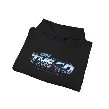 On The Go Hoodie — Retro Travel Vibe Pullover with 'On The Go' Sleeve Text