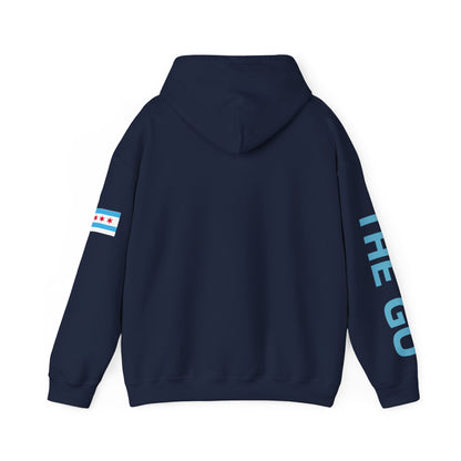 On The Go Hoodie — Retro Travel Vibe Pullover with 'On The Go' Sleeve Text