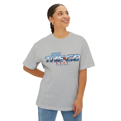 On The Go Podcast Oversized Tee — Retro Travel Vibe Graphic T-Shirt