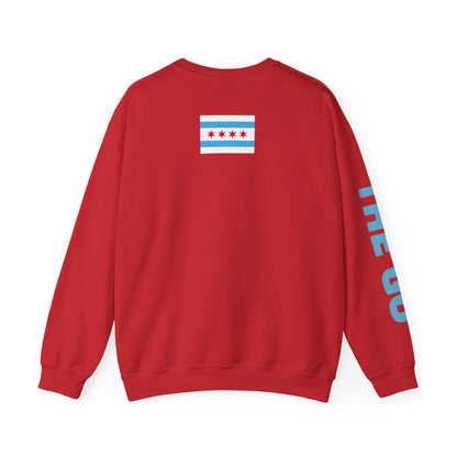 Crewneck Sweatshirt — "On The Go Podcast" Retro Logo (Chicago Flag Accent)