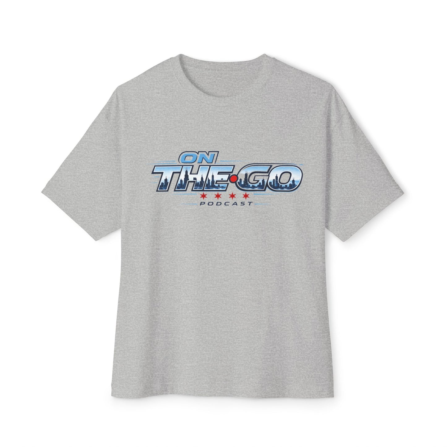 On The Go Podcast Oversized Tee — Retro Travel Vibe Graphic T-Shirt