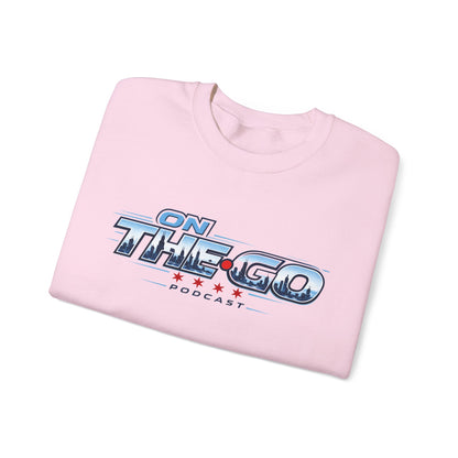 Crewneck Sweatshirt — "On The Go Podcast" Retro Logo (Chicago Flag Accent)