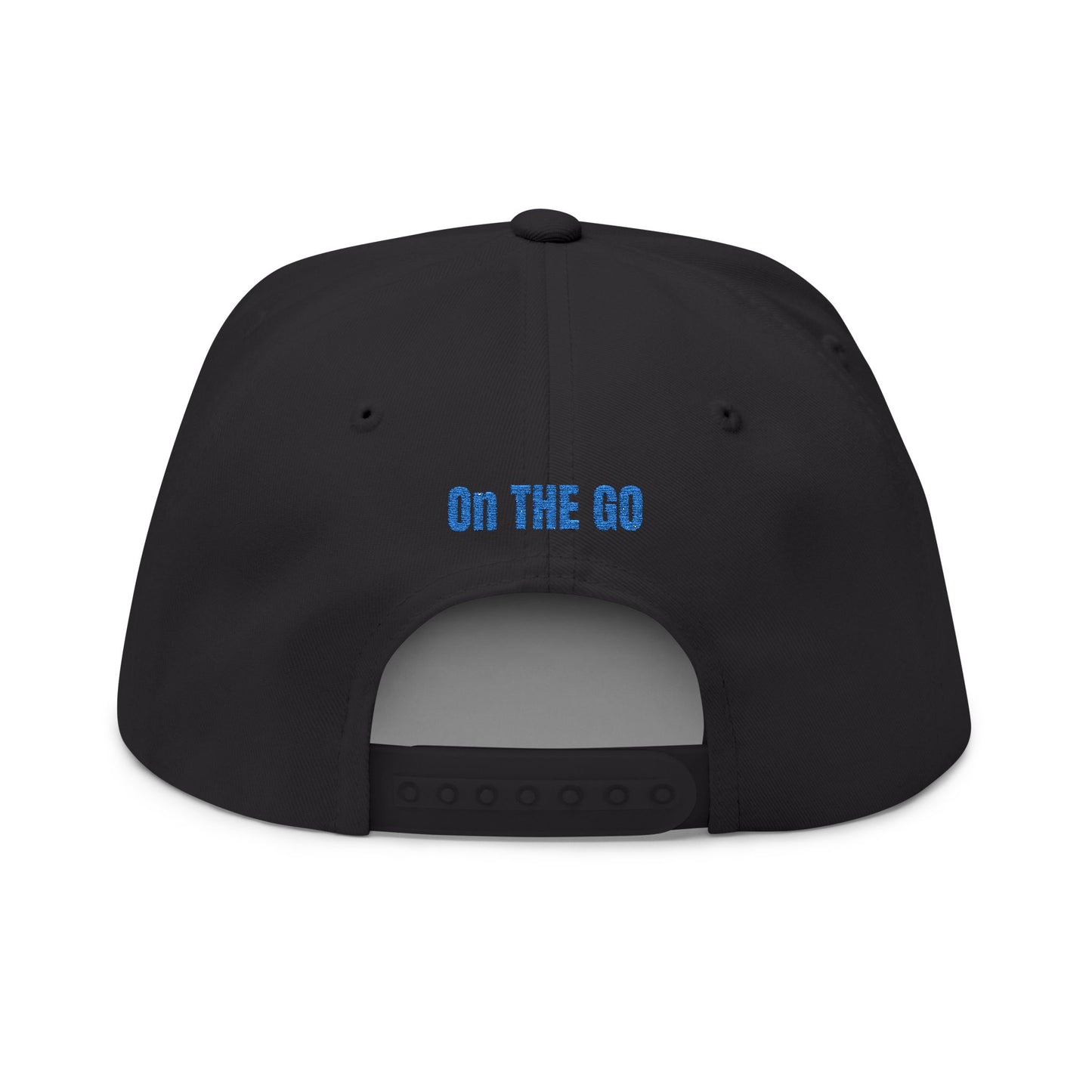 On The Go Embroidered Flat Bill Cap – Retro Podcast Logo Snapback