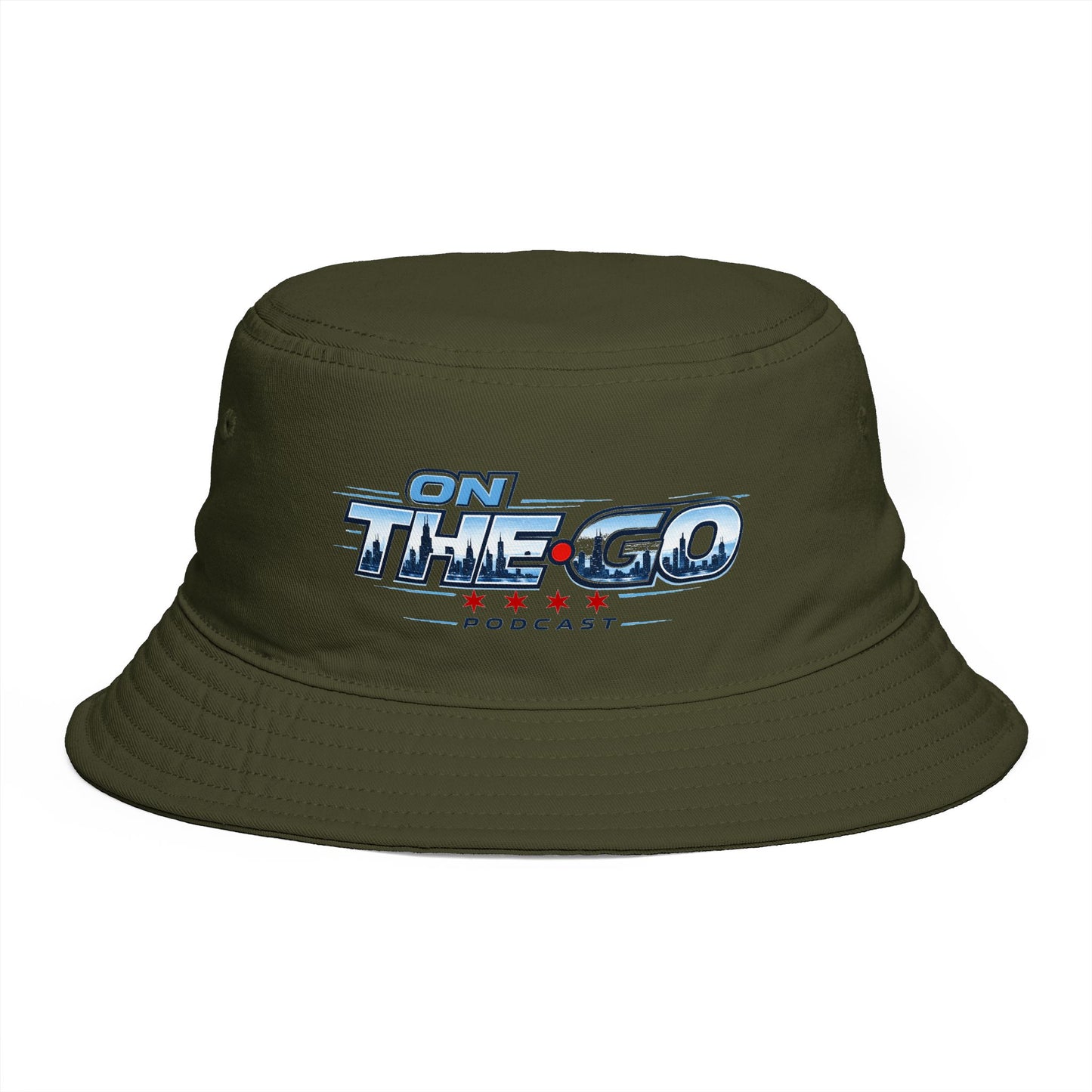 On The Go Podcast Bucket Hat — Retro Logo Casual Sun Hat