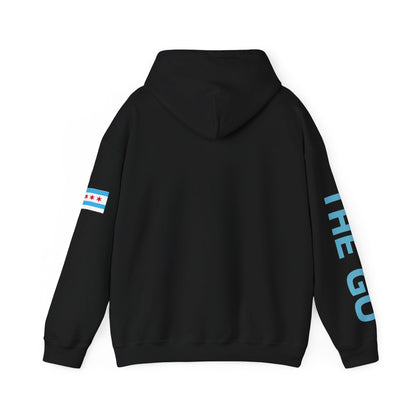 On The Go Hoodie — Retro Travel Vibe Pullover with 'On The Go' Sleeve Text