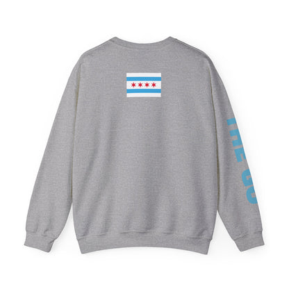 Crewneck Sweatshirt — "On The Go Podcast" Retro Logo (Chicago Flag Accent)