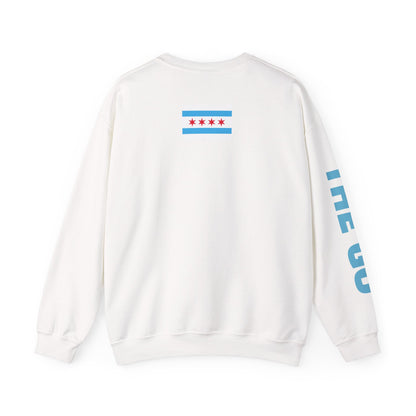 Crewneck Sweatshirt — "On The Go Podcast" Retro Logo (Chicago Flag Accent)