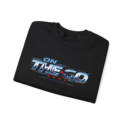 Crewneck Sweatshirt — "On The Go Podcast" Retro Logo (Chicago Flag Accent)
