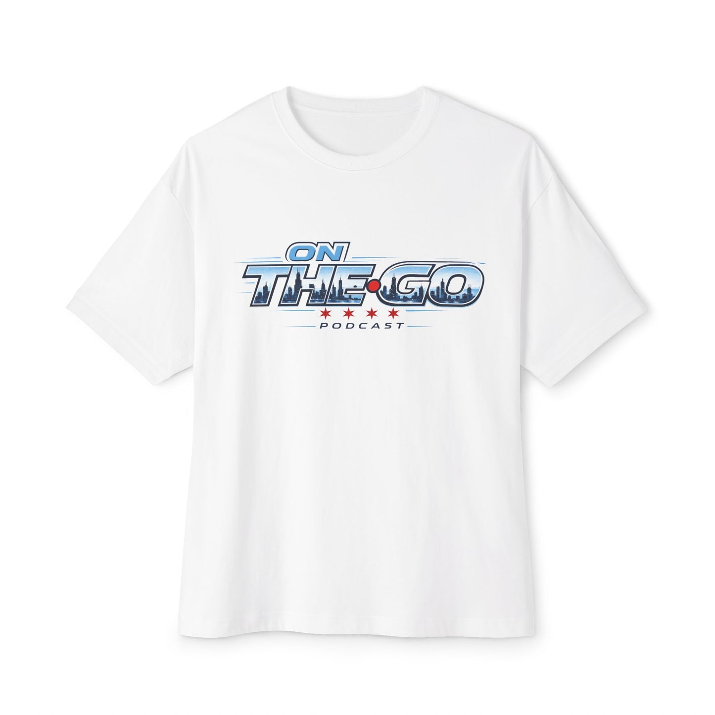 On The Go Podcast Oversized Tee — Retro Travel Vibe Graphic T-Shirt