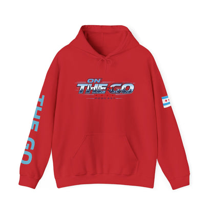 On The Go Hoodie — Retro Travel Vibe Pullover with 'On The Go' Sleeve Text