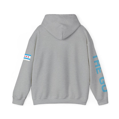 On The Go Hoodie — Retro Travel Vibe Pullover with 'On The Go' Sleeve Text