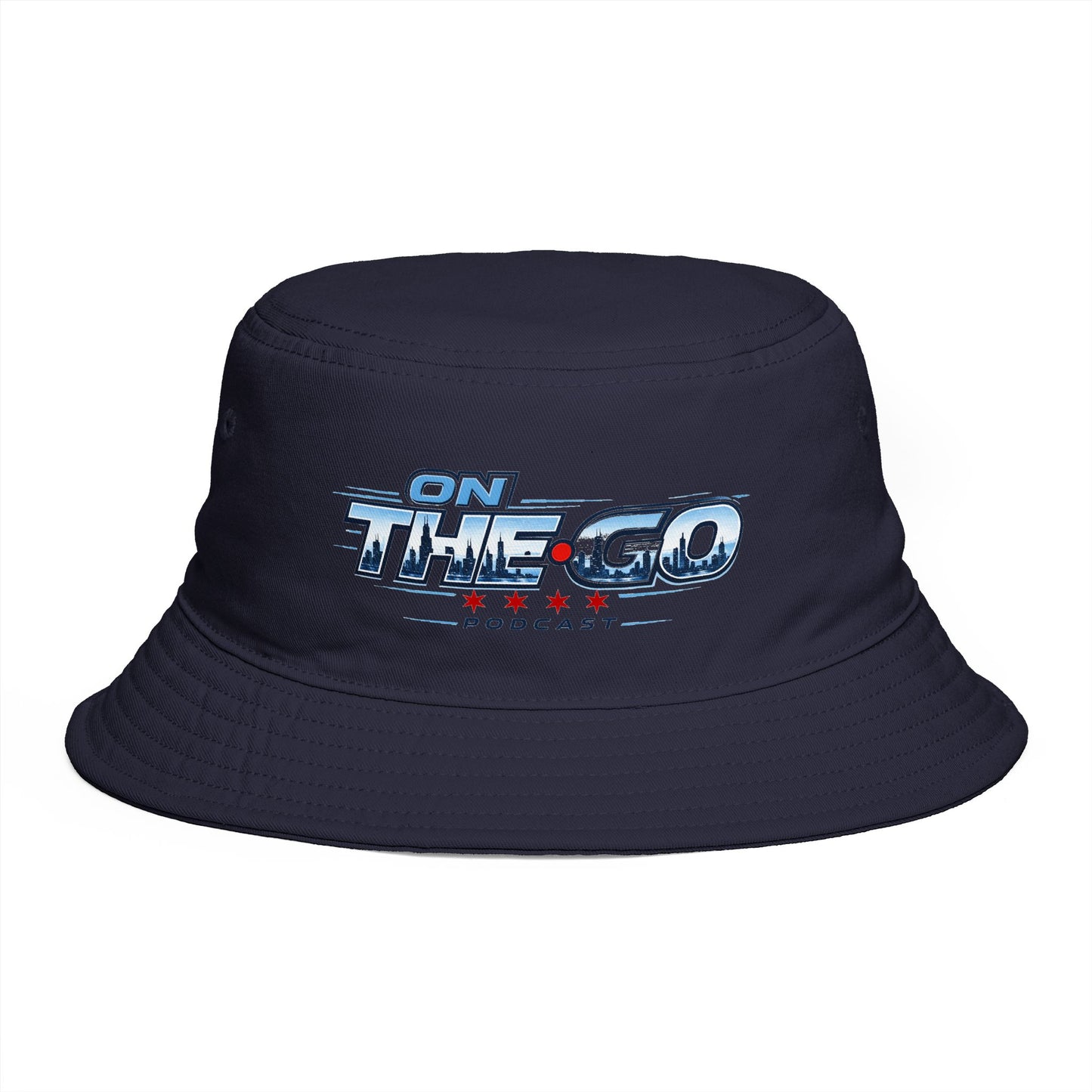 On The Go Podcast Bucket Hat — Retro Logo Casual Sun Hat