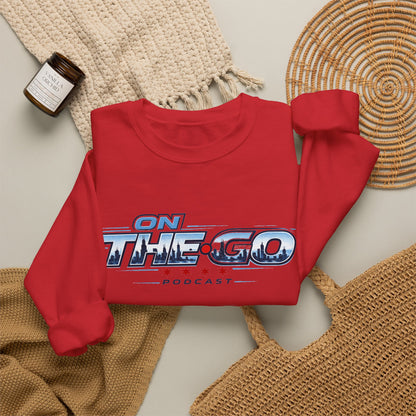 Crewneck Sweatshirt — "On The Go Podcast" Retro Logo (Chicago Flag Accent)