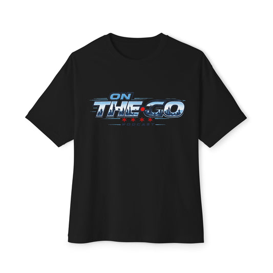 On The Go Podcast Oversized Tee — Retro Travel Vibe Graphic T-Shirt