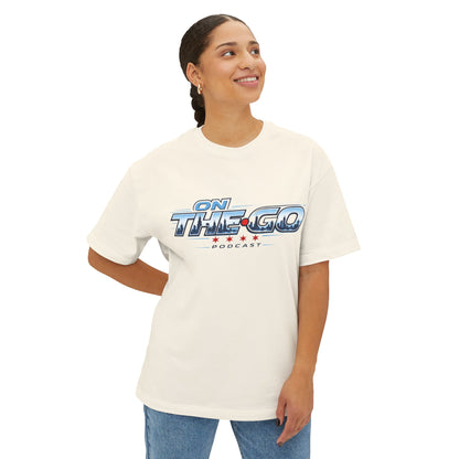On The Go Podcast Oversized Tee — Retro Travel Vibe Graphic T-Shirt