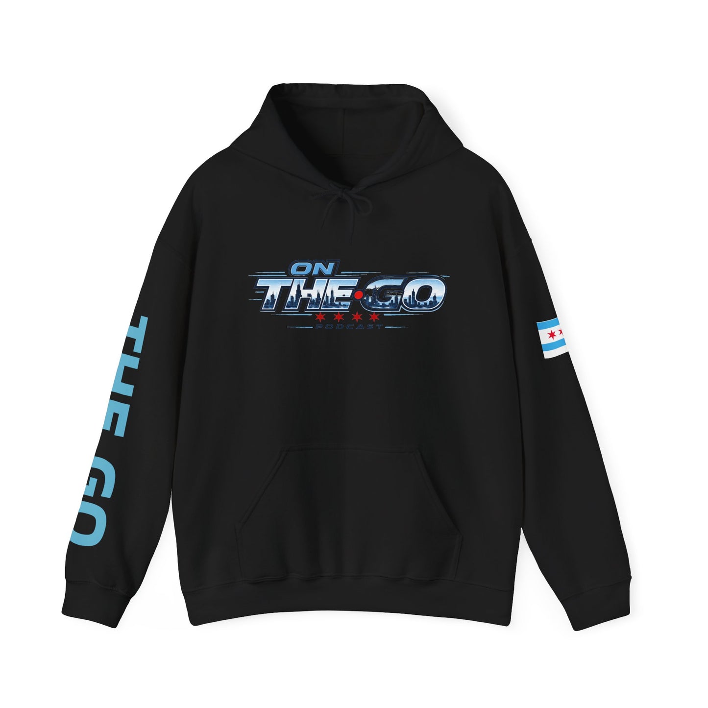 On The Go Hoodie — Retro Travel Vibe Pullover with 'On The Go' Sleeve Text