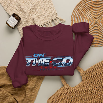 Crewneck Sweatshirt — "On The Go Podcast" Retro Logo (Chicago Flag Accent)