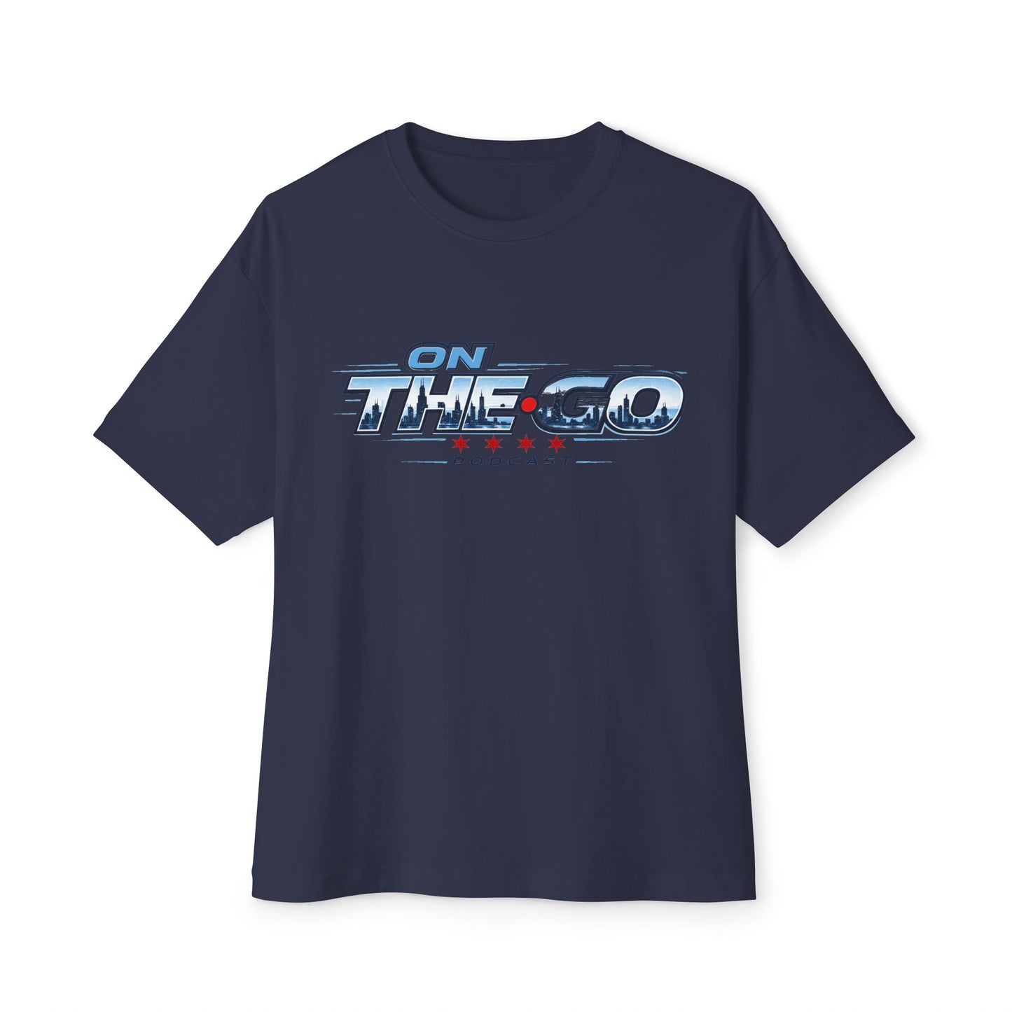 On The Go Podcast Oversized Tee — Retro Travel Vibe Graphic T-Shirt