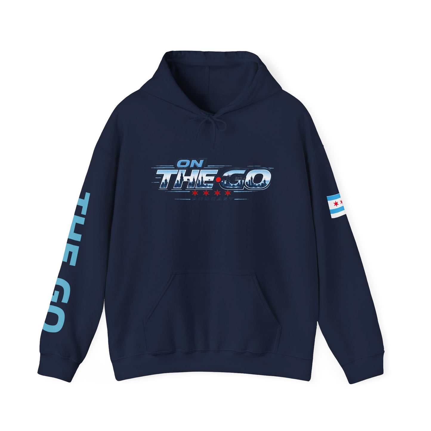 On The Go Hoodie — Retro Travel Vibe Pullover with 'On The Go' Sleeve Text