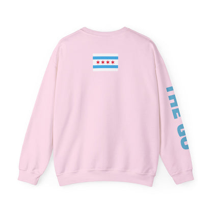 Crewneck Sweatshirt — "On The Go Podcast" Retro Logo (Chicago Flag Accent)